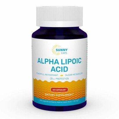 Альфа-липоевая кислота, Alpha-Lipoic Acid Powerfull, Sunny Caps, 60 капсул SUN-530678 фото